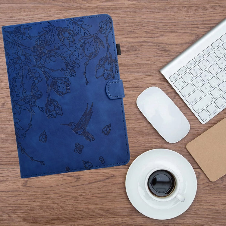 For Samsung Galaxy Tab A7 Lite T220 Flowers and Bird Embossed Leather Tablet Case