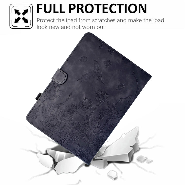 For Samsung Galaxy Tab A11 / A9 Flowers and Bird Embossed Leather Tablet Case