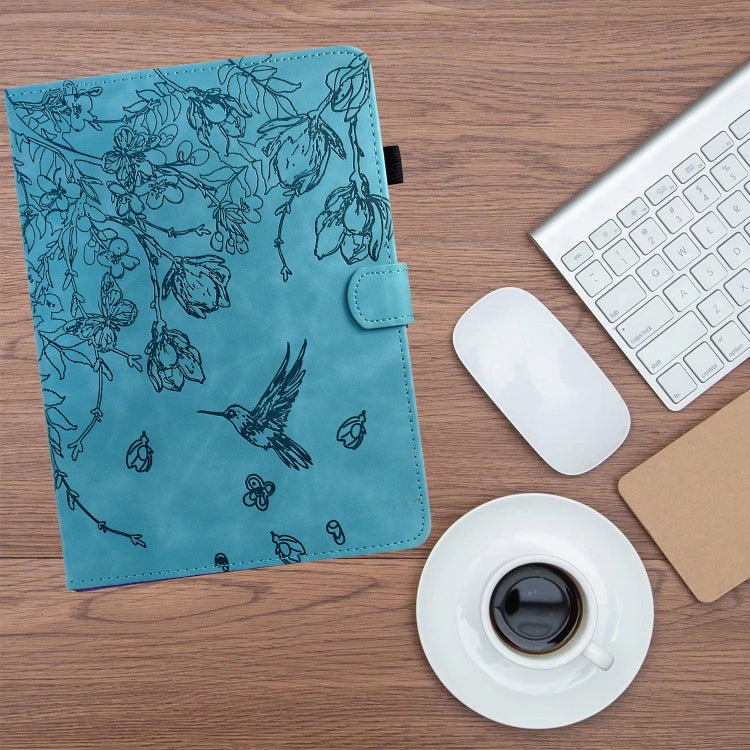 For Samsung Galaxy Tab A11 / A9 Flowers and Bird Embossed Leather Tablet Case