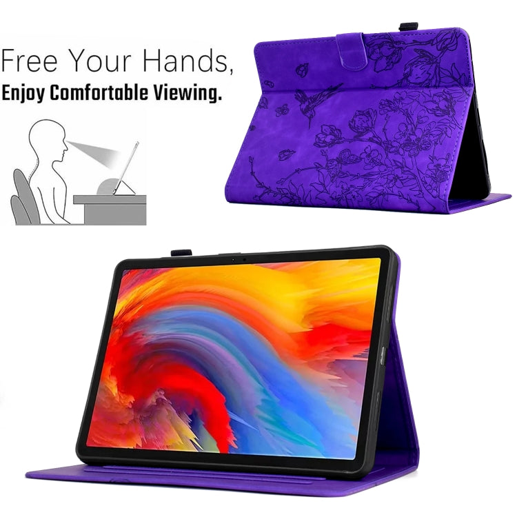 For Amazon Kindle 11th 2022 Flowers and Bird Embossed Smart Leather Tablet Case