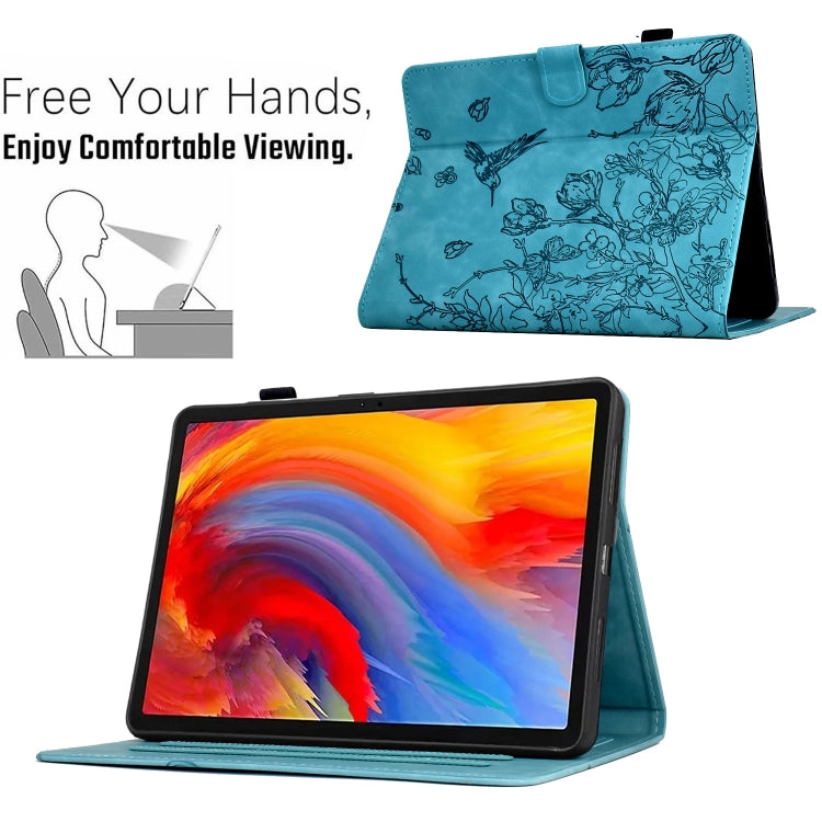 For Amazon Kindle 11th 2022 Flowers and Bird Embossed Smart Leather Tablet Case
