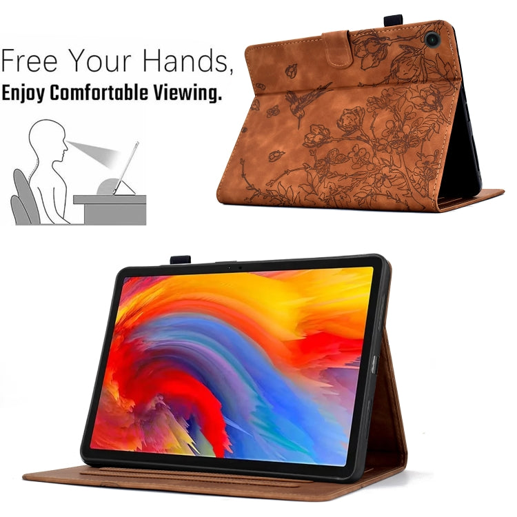 For Amazon Fire HD 8 2018/2017/2016 Flowers and Bird Embossed Smart Leather Tablet Case