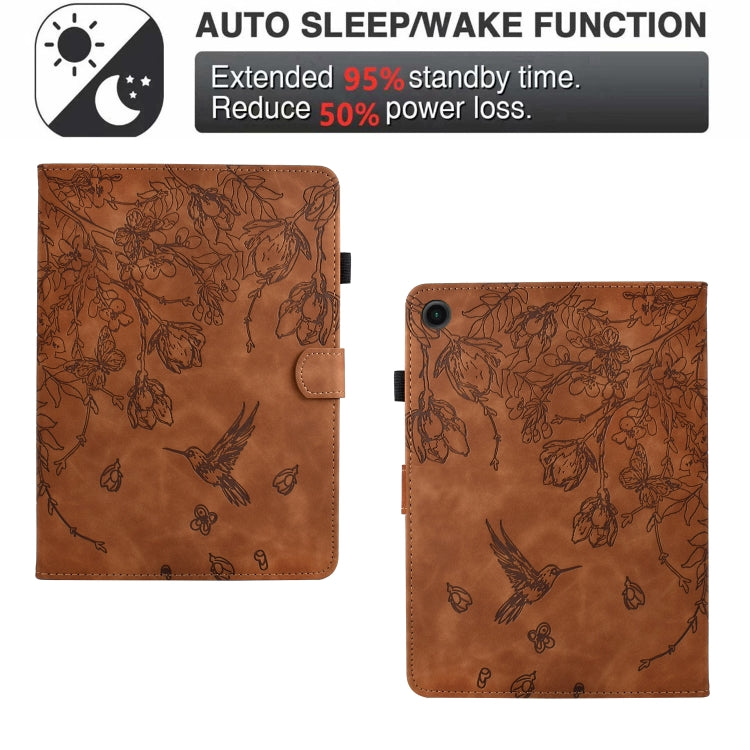 For Amazon Fire HD 8 2018/2017/2016 Flowers and Bird Embossed Smart Leather Tablet Case