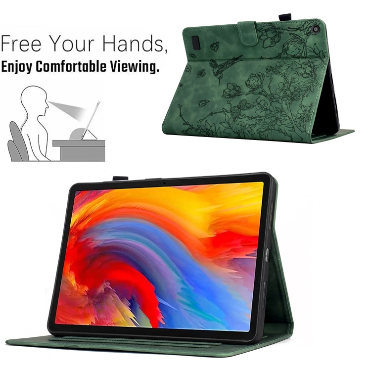 For Amazon Fire 7 2019/2017/2015 Flowers and Bird Embossed Smart Leather Tablet Case