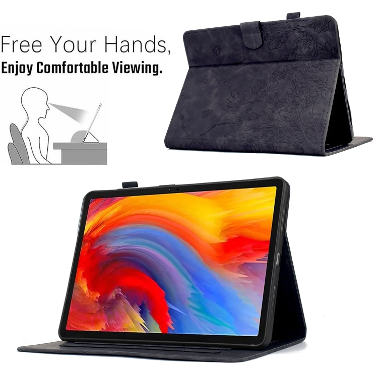 For Amazon Kindle Paperwhite 4/3/2/1 Flowers and Bird Embossed Smart Leather Tablet Case