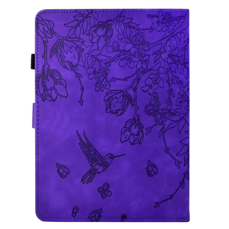For Amazon Kindle Paperwhite 2021 Flowers and Bird Embossed Smart Leather Tablet Case