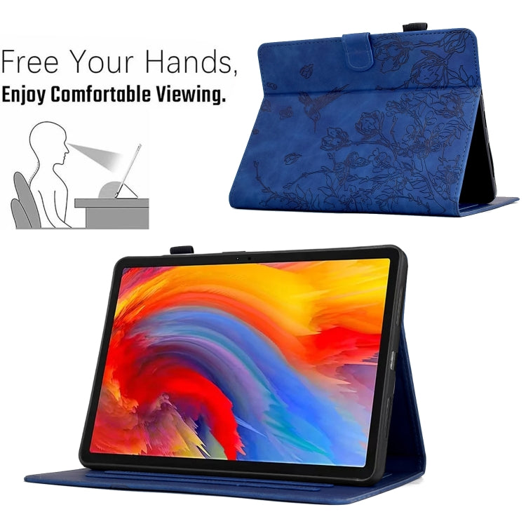 For Amazon Kindle Paperwhite 2021 Flowers and Bird Embossed Smart Leather Tablet Case