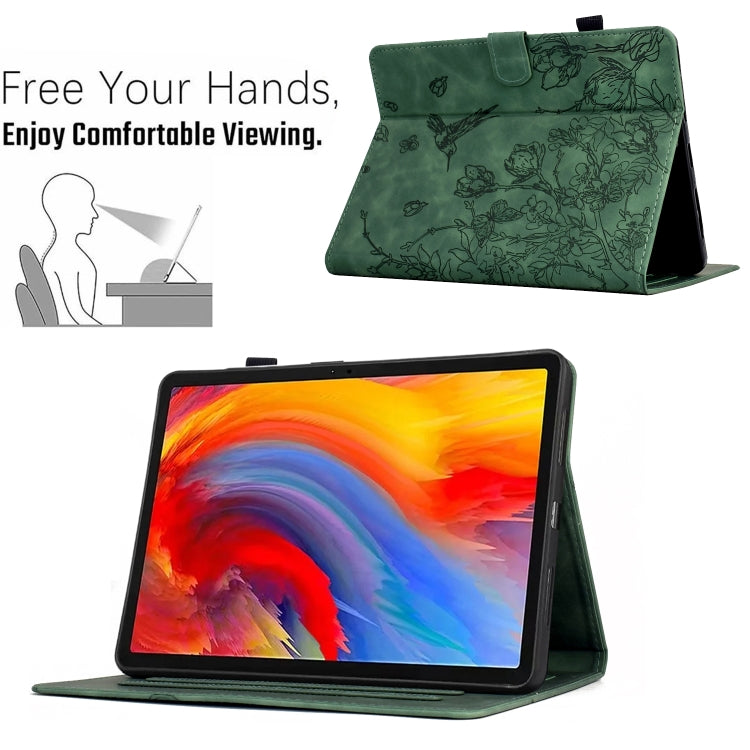 For Amazon Kindle Paperwhite 2021 Flowers and Bird Embossed Smart Leather Tablet Case