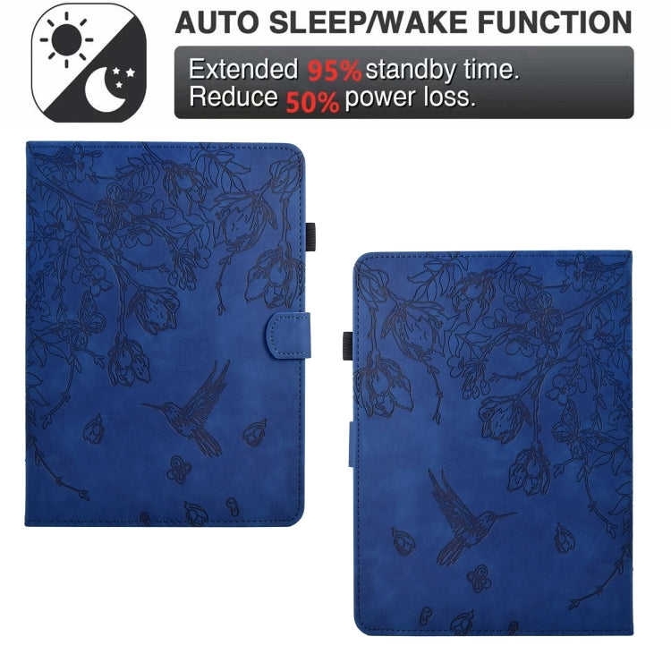 For Amazon Kindle Paperwhite 12th Gen 2024 Flowers and Bird Embossed Smart Leather Tablet Case
