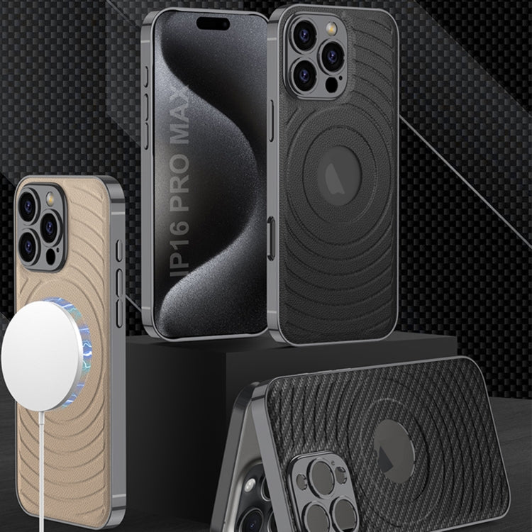 For iPhone 16 Pro GKK Plating Leather Wave MagSafe Phone Case