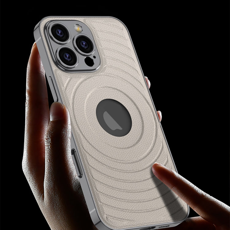 For iPhone 16 Pro GKK Plating Leather Wave MagSafe Phone Case