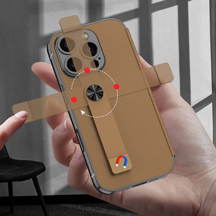 For iPhone 16 Pro GKK Plating Phantom Flip Leather MagSafe Phone Case