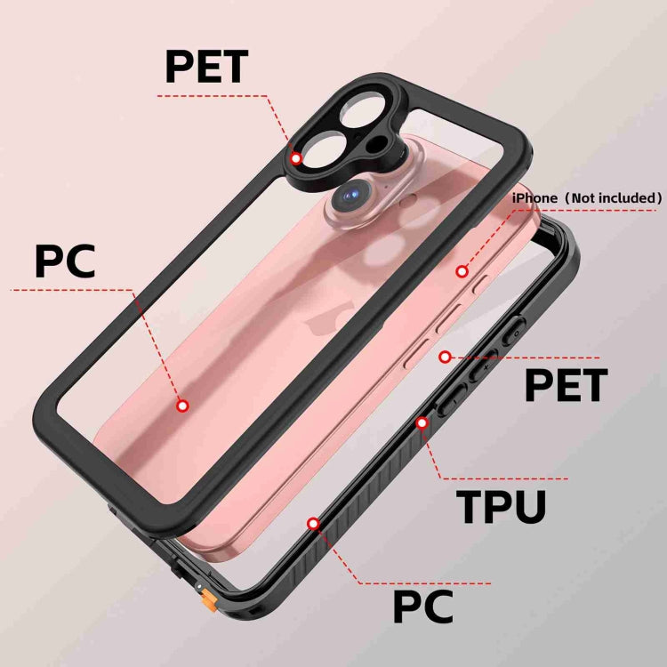 For iPhone 16 Plus RedPepper IP68 Waterproof Triple-proof Phone Case - Black