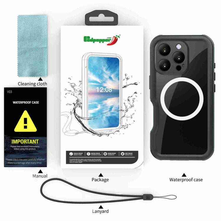 For iPhone 16 Pro Max RedPepper IP68 Waterproof Triple-proof MagSafe Phone Case