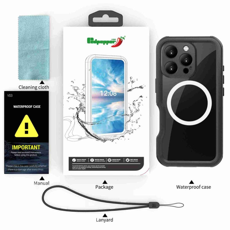 For iPhone 16 Pro RedPepper IP68 Waterproof Triple-proof MagSafe Phone Case