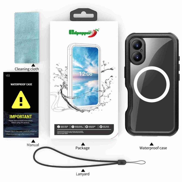For iPhone 16 Plus RedPepper IP68 Waterproof Triple-proof MagSafe Phone Case