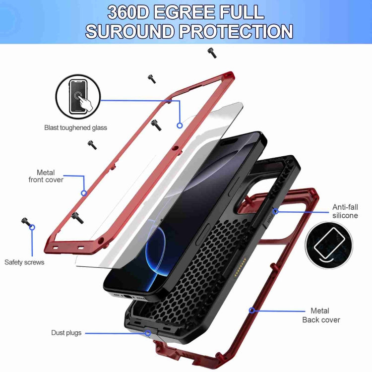 For iPhone 16 Pro RedPepper Triple-proof Metal Phone Case