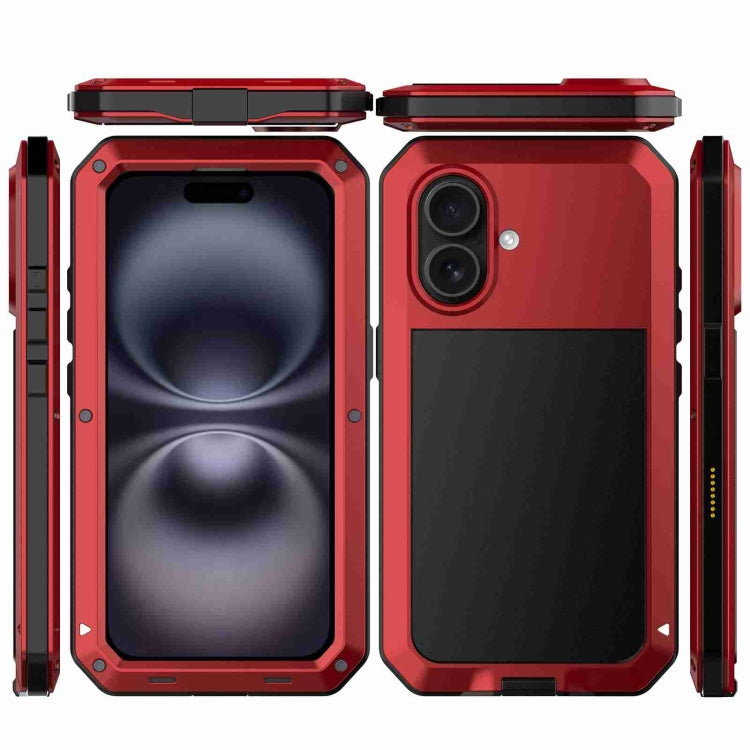 For iPhone 16 Plus RedPepper Triple-proof Metal Phone Case