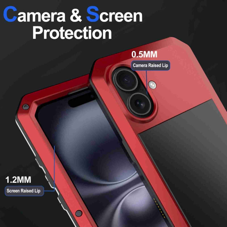 For iPhone 16 Plus RedPepper Triple-proof Metal Phone Case
