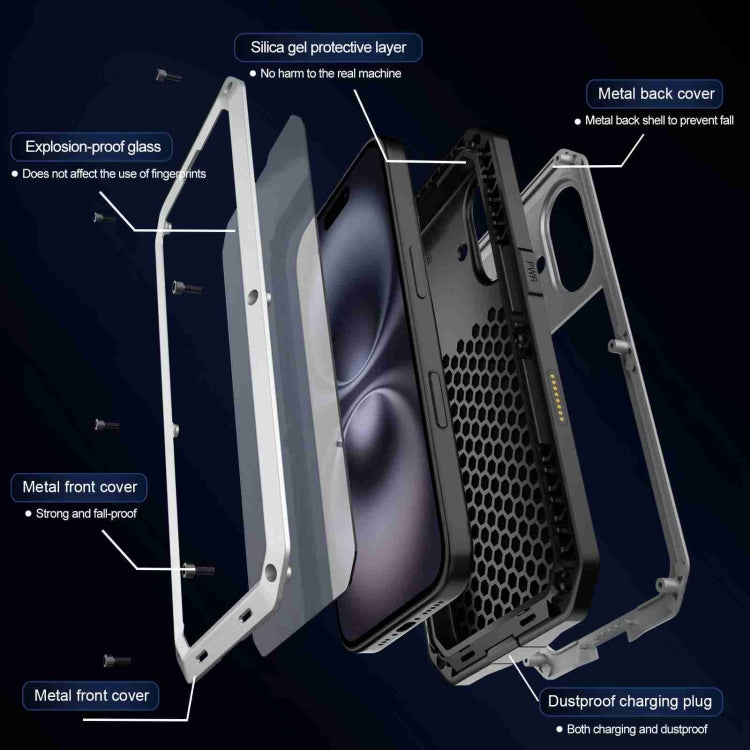 For iPhone 16 RedPepper Triple-proof Metal Phone Case