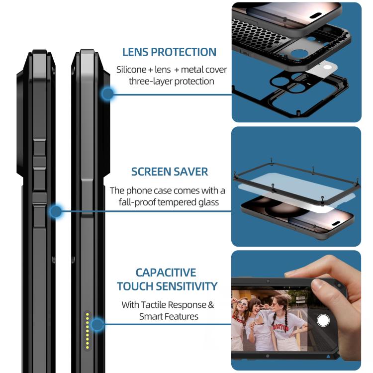 For iPhone 17 Pro Max RedPepper Triple-proof Metal Phone Case