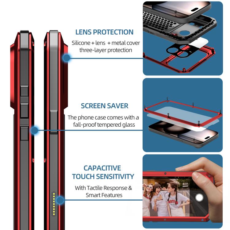 For iPhone 17 Pro Max RedPepper Triple-proof Metal Phone Case