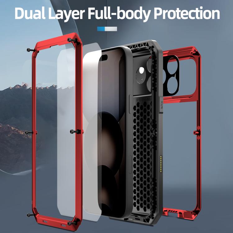 For iPhone 17 Pro RedPepper Triple-proof Metal Phone Case
