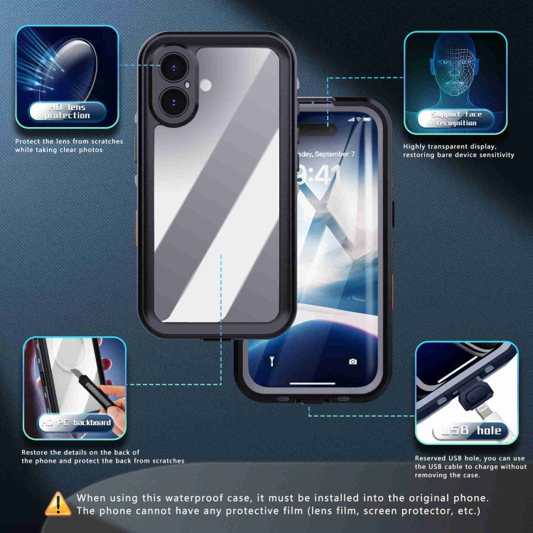 For iPhone 16 RedPepper Transparent Dot IP68 Waterproof Triple-proof Phone Case