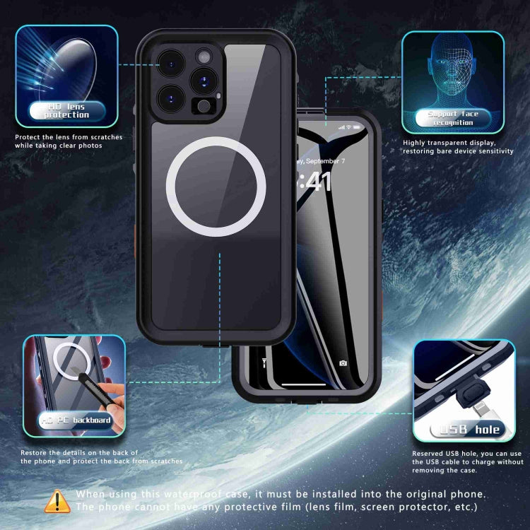 For iPhone 16 Pro RedPepper Transparent Dot IP68 Waterproof Triple-proof MagSafe Phone Case