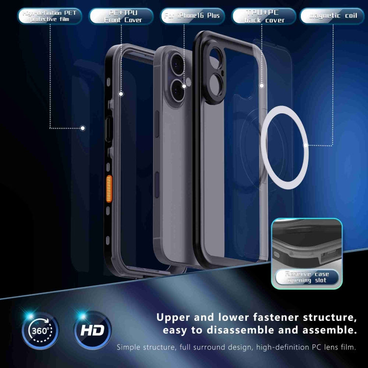For iPhone 16 Plus RedPepper Transparent Dot IP68 Waterproof Triple-proof MagSafe Phone Case