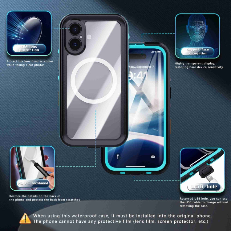 For iPhone 16 RedPepper Transparent Dot IP68 Waterproof Triple-proof MagSafe Phone Case