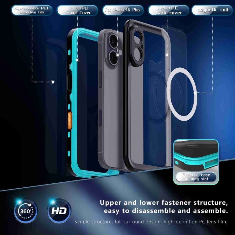 For iPhone 16 RedPepper Transparent Dot IP68 Waterproof Triple-proof MagSafe Phone Case