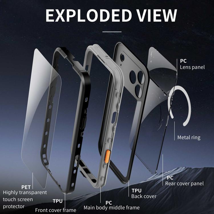 For iPhone 17 Pro Max RedPepper Transparent Dot IP68 Waterproof Triple-proof MagSafe Phone Case
