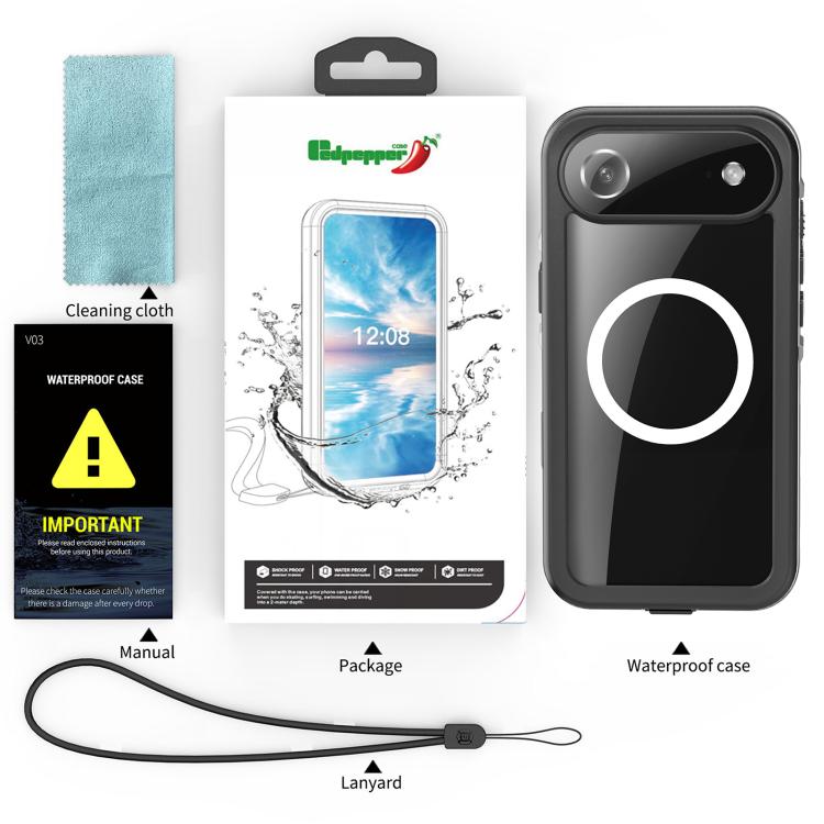 For iPhone Air RedPepper Transparent Dot IP68 Waterproof Triple-proof MagSafe Phone Case