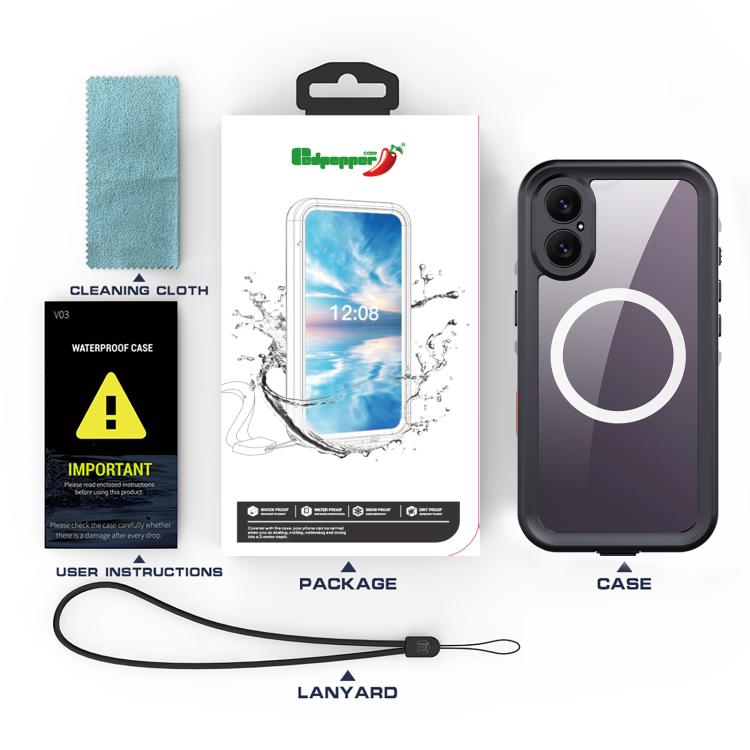 For iPhone 17 RedPepper Transparent Dot IP68 Waterproof Triple-proof MagSafe Phone Case