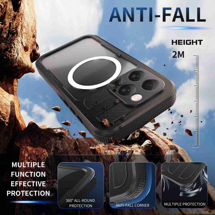 For iPhone 16 Pro Max RedPepper IP68 Waterproof Triple-proof MagSafe Phone Case - Black