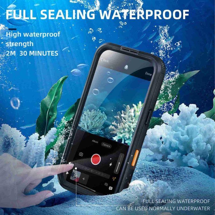 For iPhone 16 Pro Max RedPepper IP68 Waterproof Triple-proof MagSafe Phone Case - Black