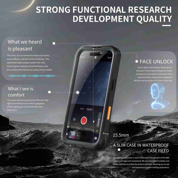 For iPhone 16 Pro RedPepper IP68 Waterproof Triple-proof MagSafe Phone Case - Black
