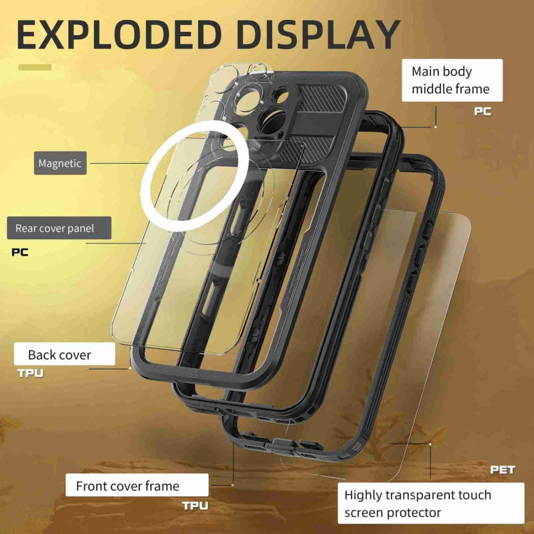 For iPhone 16 Pro RedPepper IP68 Waterproof Triple-proof MagSafe Phone Case - Black