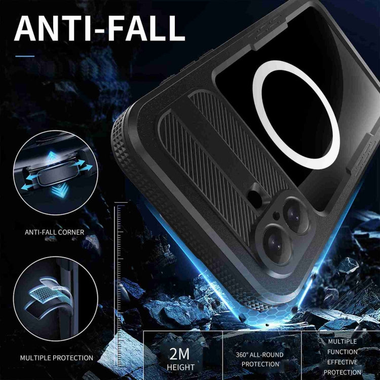 For iPhone 16 Plus RedPepper IP68 Waterproof Triple-proof MagSafe Phone Case - Black