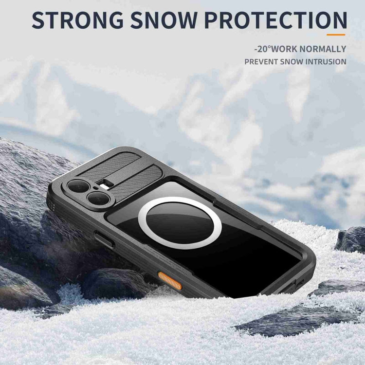 For iPhone 16 RedPepper IP68 Waterproof Triple-proof MagSafe Phone Case - Black