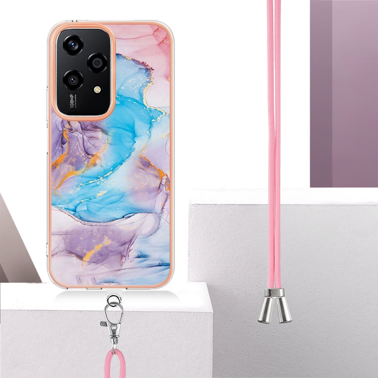 For Honor 200 Lite Global Electroplating Pattern IMD TPU Shockproof Case with Neck Lanyard