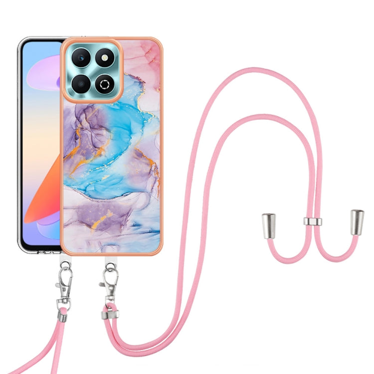 For Honor X6b Electroplating Pattern IMD TPU Shockproof Case with Neck Lanyard