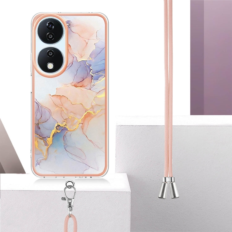 For Honor X7b 4G / 5G Electroplating Pattern IMD TPU Shockproof Case with Neck Lanyard
