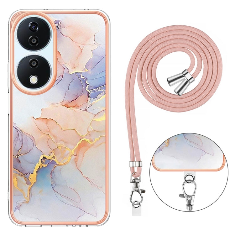 For Honor X7b 4G / 5G Electroplating Pattern IMD TPU Shockproof Case with Neck Lanyard