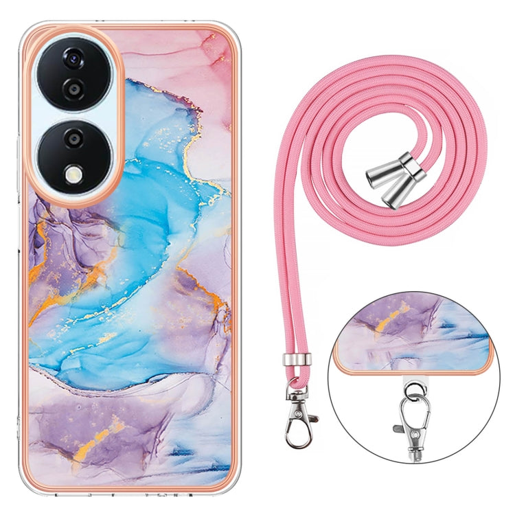 For Honor X7b 4G / 5G Electroplating Pattern IMD TPU Shockproof Case with Neck Lanyard