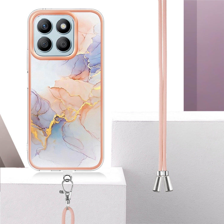 For Honor X8b Electroplating Pattern IMD TPU Shockproof Case with Neck Lanyard