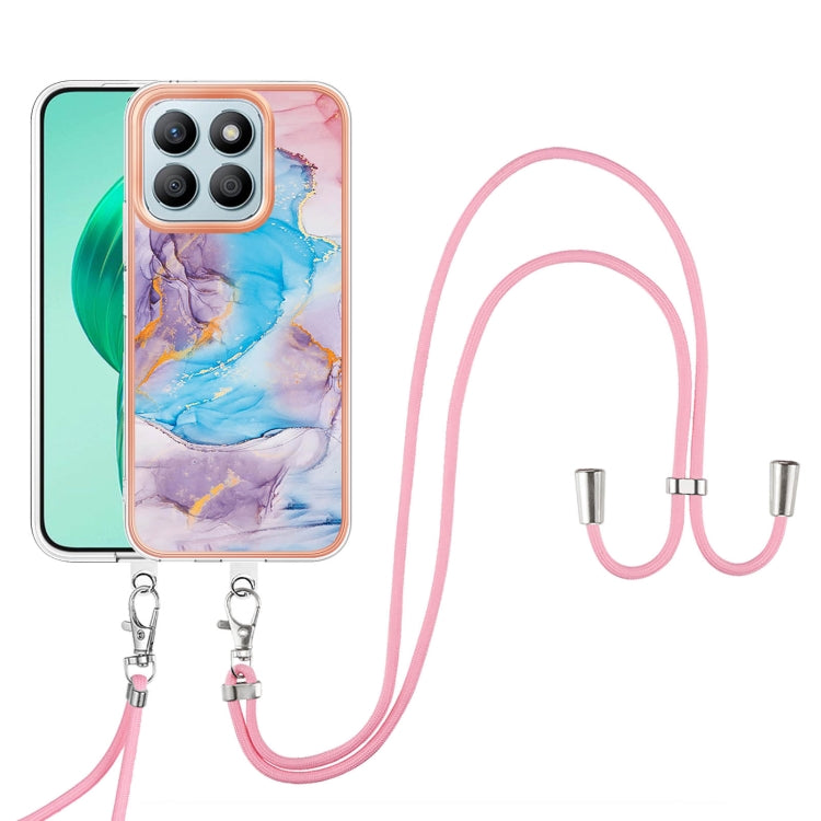 For Honor X8b Electroplating Pattern IMD TPU Shockproof Case with Neck Lanyard