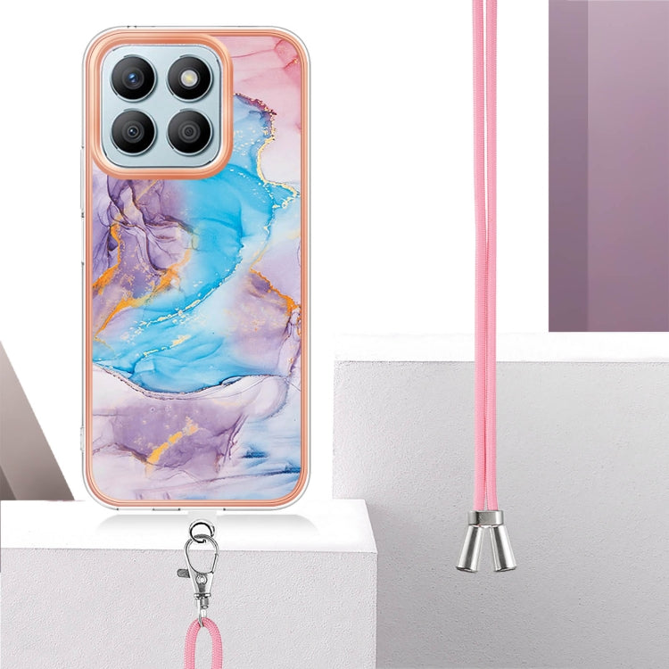 For Honor X8b Electroplating Pattern IMD TPU Shockproof Case with Neck Lanyard