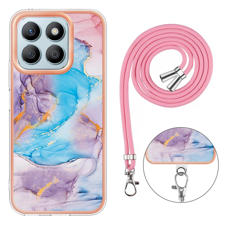 For Honor X8b Electroplating Pattern IMD TPU Shockproof Case with Neck Lanyard
